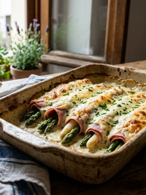 Gratin asperge Cannelloni d'asperge au jambon