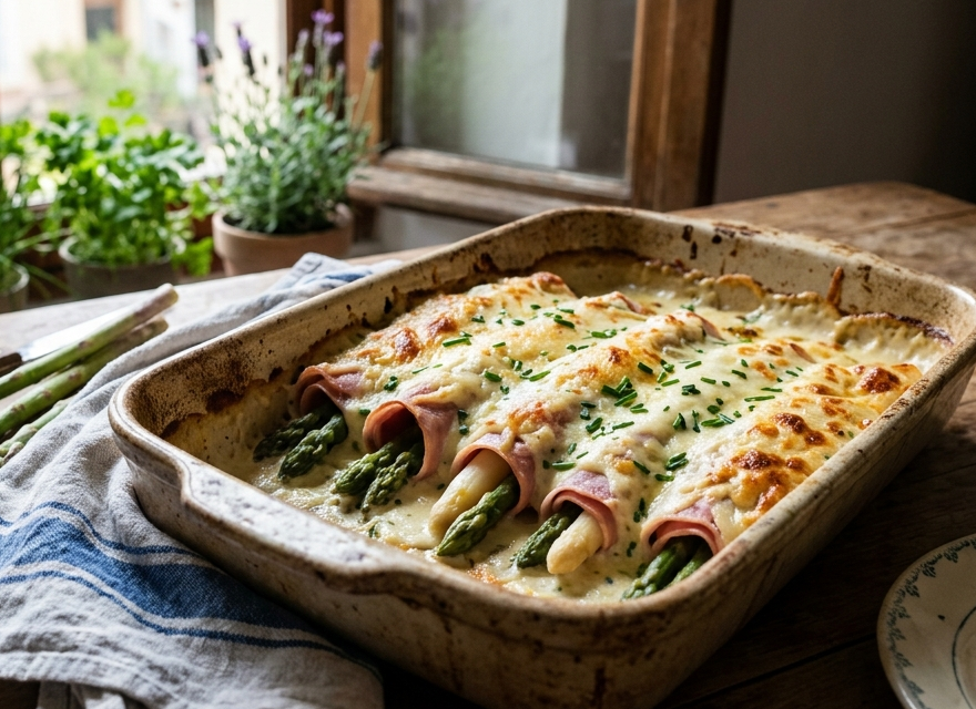 Gratin asperge Cannelloni d'asperge au jambon