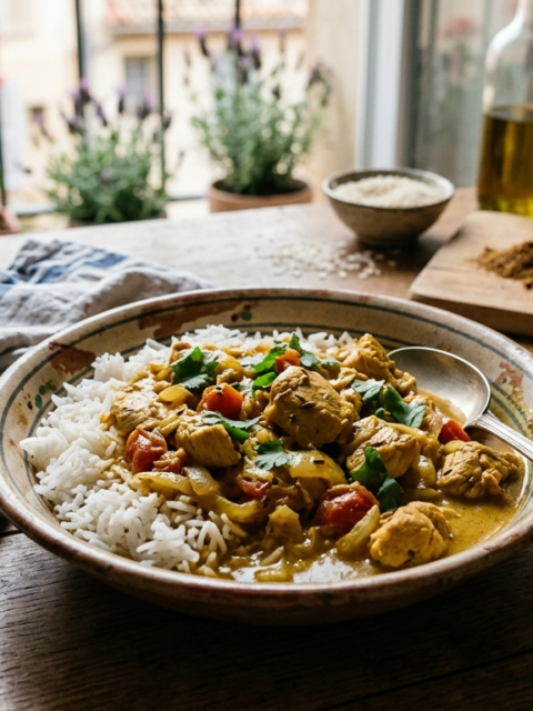 Poulet au curry ou Riz au Curry à ma façon