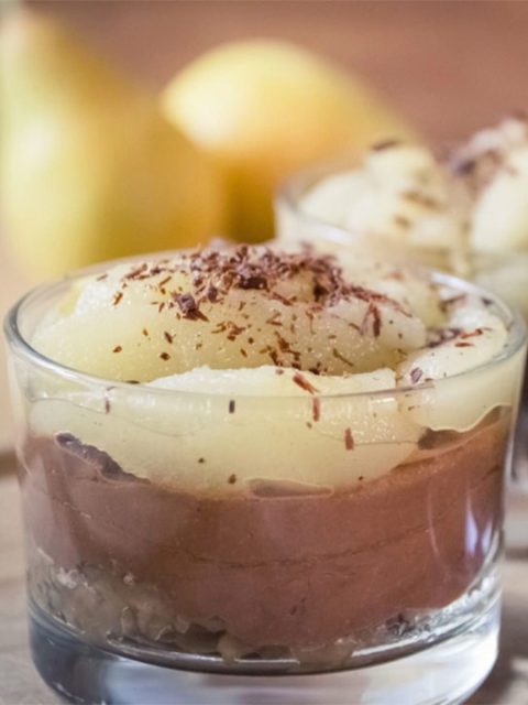 Verrines poire chocolat crème de marron