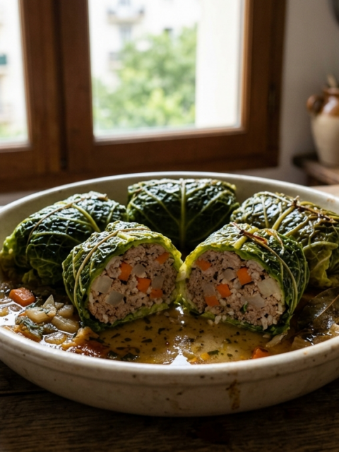 Chou farci à la viande en ballotins