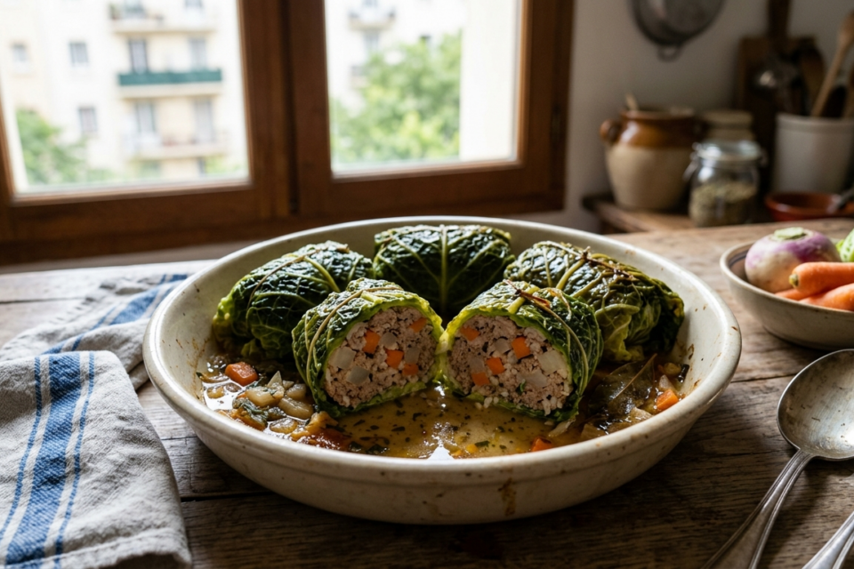 Chou farci à la viande en ballotins
