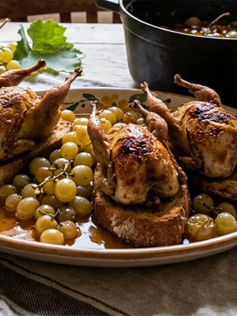 Recette de cailles aux raisins muscats