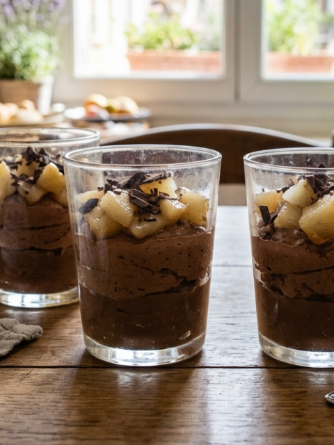 Verrines poire chocolat crème de marron