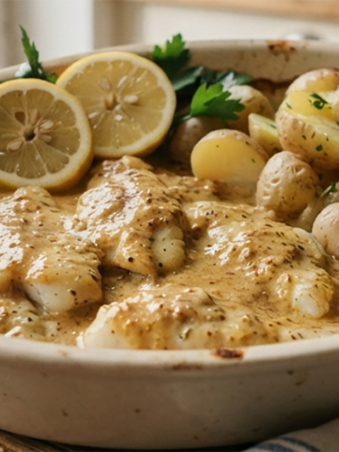Merlans à la Normande (merlans à la moutarde)