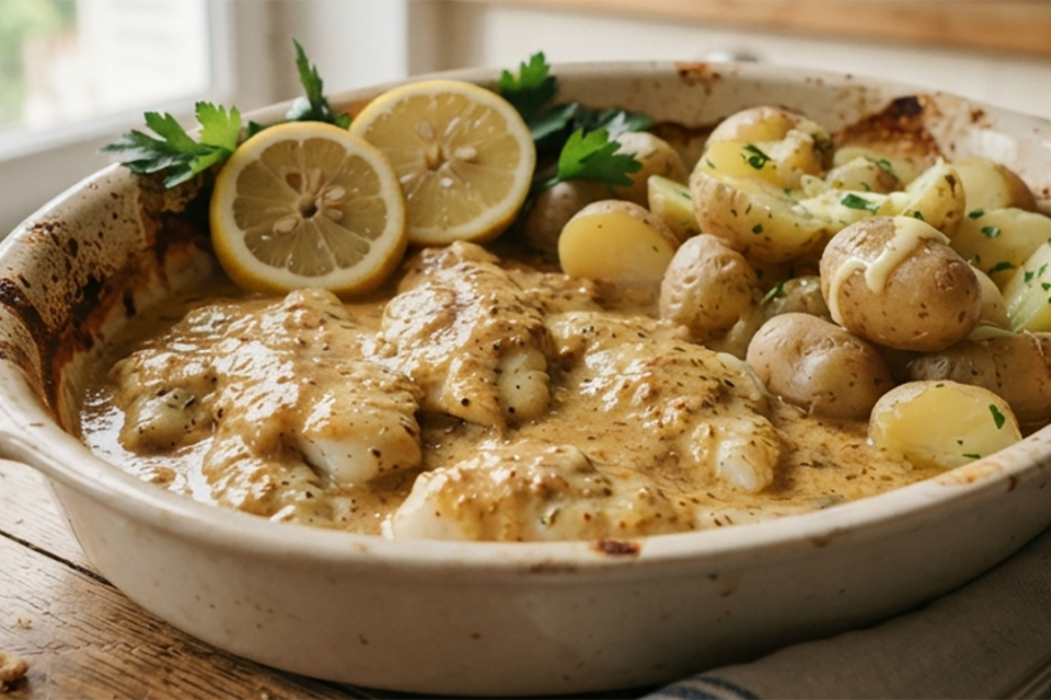 Merlans à la Normande (merlans à la moutarde)