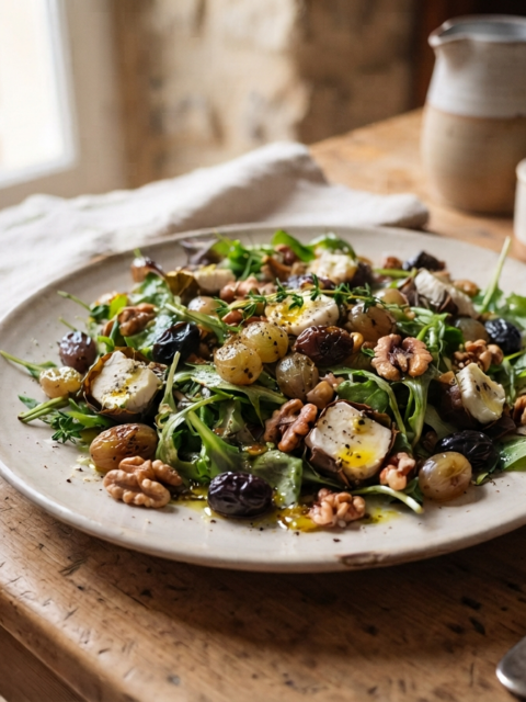 Salade d'automne au raisin, noix et Banon - Recette provençale